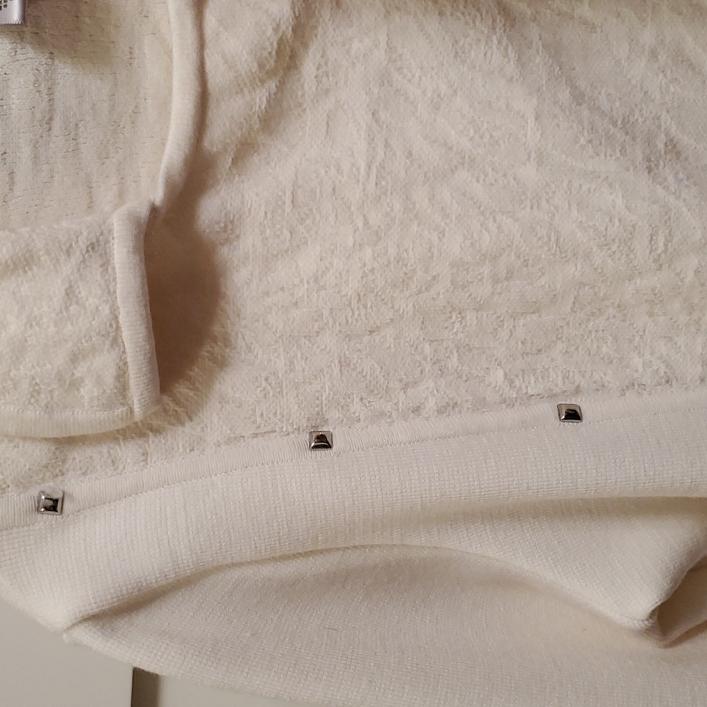 Cache S White Jacket With Silver Asymmetrical Zip… - image 6